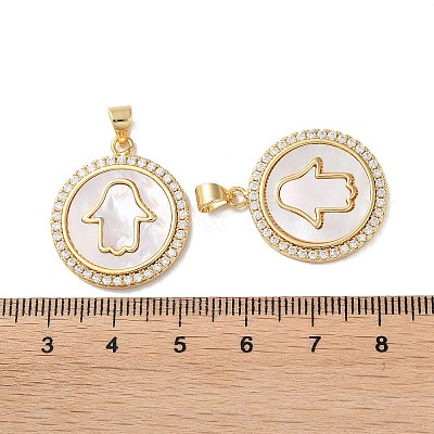 Brass Micro Pave Clear Cubic Zirconia Pendants KK-B083-18G-1