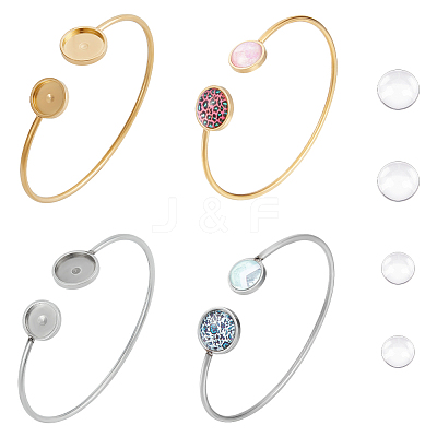 4Pcs 2 Colors 304 Stainless Steel Bangle Makings STAS-UN0053-10-1