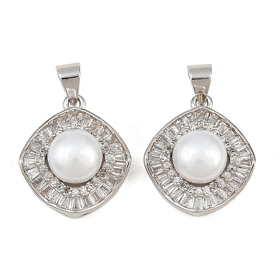 Brass Micro Pave Clear Cubic Zirconia Pendants KK-CBA6A75-43P-1