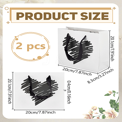 Graffiti Black Heart Kraft Paper Packaging Tote Bags with Polyester Handles ABAG-WH0062-04-1