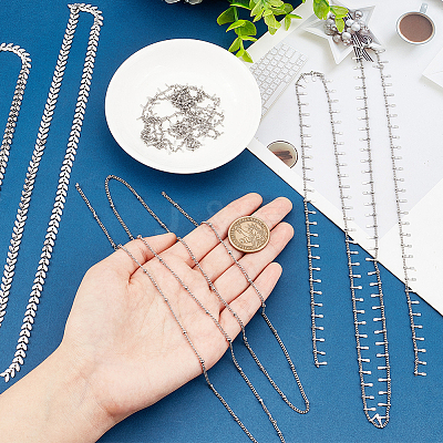 4M 4 Style Stainless Steel Cobs & Satellite Chains and Square Charm Chains STAS-AR0001-37-1