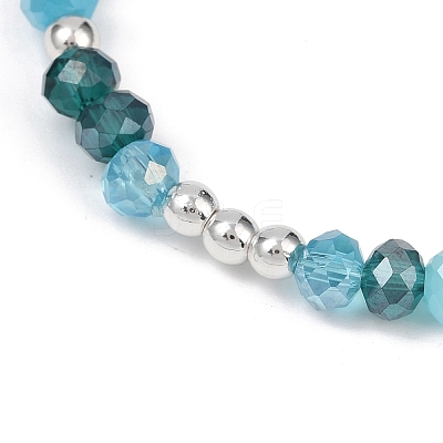 3Pcs 3 Colors Faceted Round Electroplate Glass Beads Stretch Bracelets for Women BJEW-JB11628-1