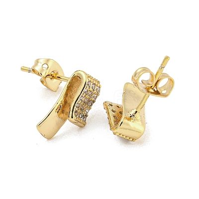 Brass Micro Pave Cubic Zirconia Stud Earrings EJEW-P261-43G-1