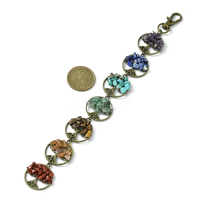 Flat Round with Tree of Life Tibetan Style Alloy Pendant Decorations HJEW-JM01742-02-1