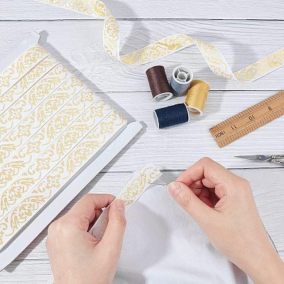 Ethnic Style Embroidery Polycotton Ribbons OCOR-WH0066-22B-1