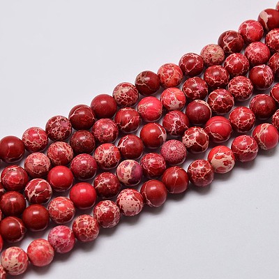 Natural Imperial Jasper Beads Strands G-I122-8mm-04-1