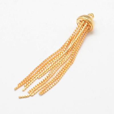 Brass Serpentine Chain Tassel Pendants KK-F718-09G-1