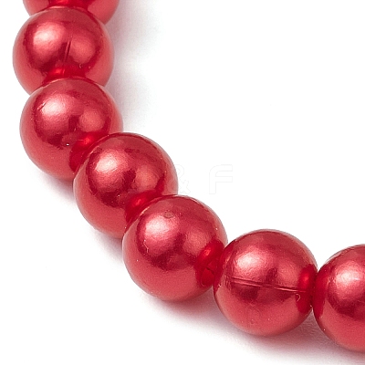 2Pcs Valentine's Day Theme Acrylic Pearl Round Beaded Stretch Bracelets BJEW-JB11422-1