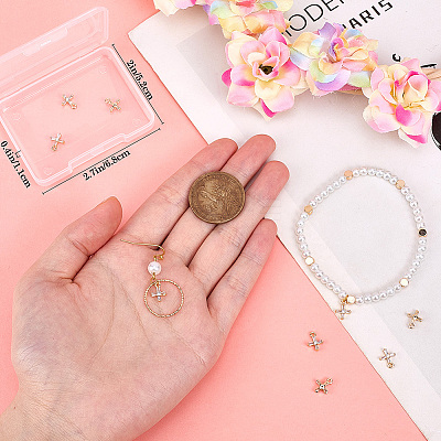 10Pcs Brass Clear Cubic Zirconia Tiny Cross Charms KK-BBC0015-92-1