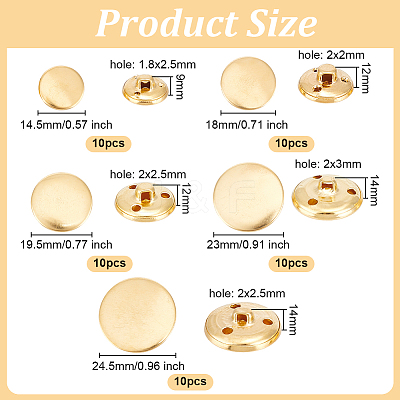 50Pcs 5 Styles 3-Hole Brass Buttons BUTT-OC0001-47G-1