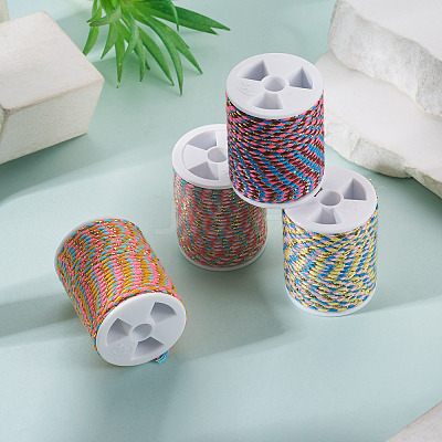 4 Rolls 4 Colors 4-Ply Polycotton Cord with Metallic Thread OCOR-TA0003-33B-1
