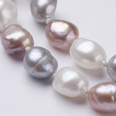 Natural Pearl Beaded Necklaces NJEW-P149-01C-1