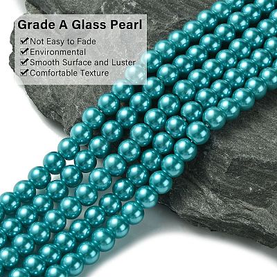 Eco-Friendly Dyed Glass Pearl Round Bead Strands HY-A008-6mm-RB073-1