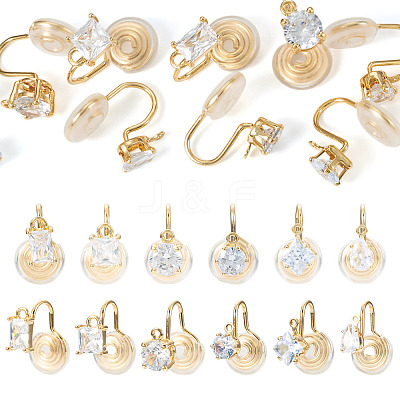 12Pcs 6 Styles Brass Micro Pave Clear Cubic Zirconia Ear Cuff Findings KK-TA0003-24-1