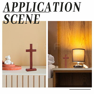 1Pc Wood Cross Display Decorations AJEW-HY0002-77-1
