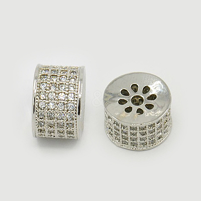 Brass Micro Pave Cubic Zirconia Beads ZIRC-F001-85P-1