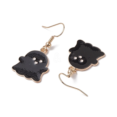 2 Pairs Ghost Alloy Enamel Dangle Earrings Set EJEW-JE06094-1