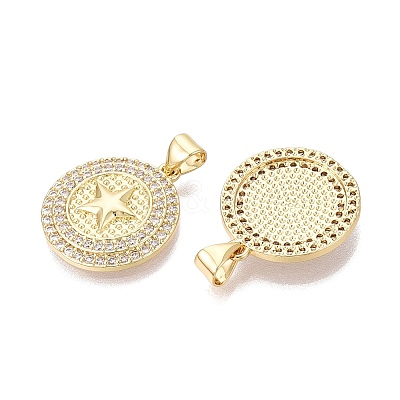 Brass Micro Pave Clear Cubic Zirconia Pendants KK-N287-43G-04-1