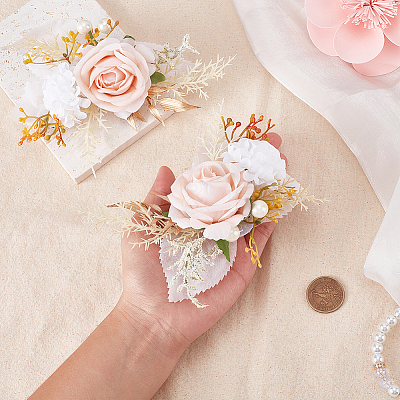 Silk Artificial Flower Boutonniere AJEW-WH0766-59-1