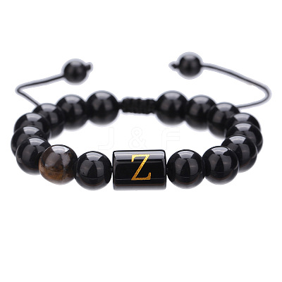 Adjustable Natural Tiger Eye and Glass Beaded Braided Bead Bracelets for Men Women FS-WGD7D76-26-1