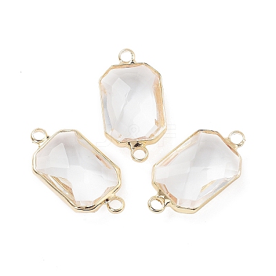 Rack Plating Brass Pave Glass Connectors Charms KK-M013-03G-1