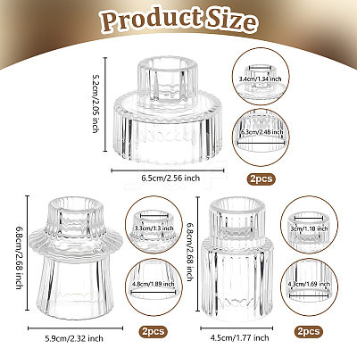 6Pcs 3 Styles CDouble-ended Glass Candlestick AJEW-OC0013-93-1