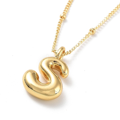 Initial Letter Brass Pendant Necklace NJEW-A015-21G-S-1