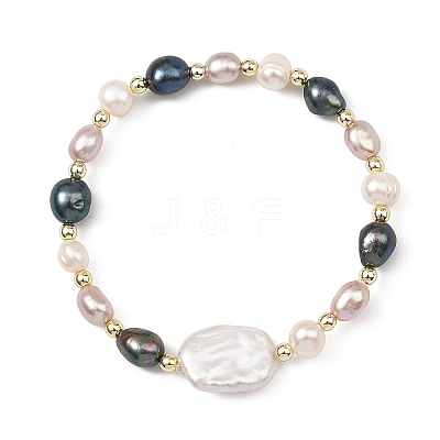 2Pcs Natural Cultured Freshwater Pearl & Non-magnetic Synthetic Hematite Beads Stretch Bracelets for Women BJEW-JB14085-1