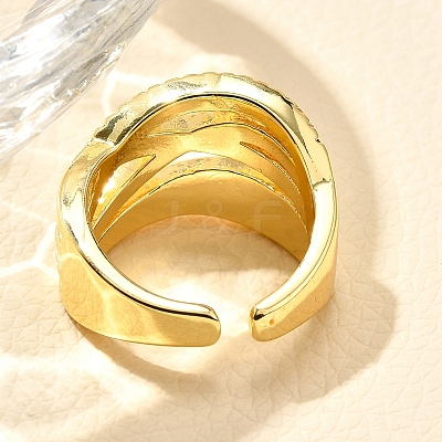 Rack Plating Brass Micro Pave Clear Cubic Zirconia Cuff Finger Rings for Women RJEW-M028-29G-1