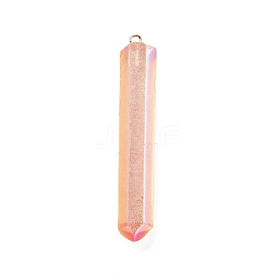 Electroplated Natural Quartz Pendants G-P315-B01-12G-1
