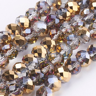 Electroplate Glass Faceted Rondelle Beads Strands EGLA-D020-10x8mm-14-1