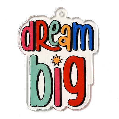 Transparent Printed Acrylic Pendants OACR-E043-10A-1