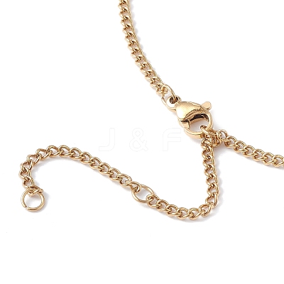 Stainless Steel Initial Letter Rectangle Pendant Necklace for Men Women NJEW-E090-01G-03-1