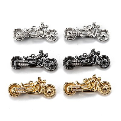 Brass Micro Pave Clear Cubic Zirconia Pendants ZIRC-P086-29-1