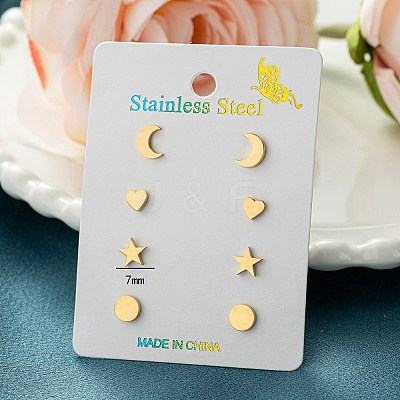 304 Stainless Steel Earring Sets EJEW-S248-01G-1