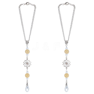 2Pcs Alloy Flower Pendant Decorations HJEW-ME0001-07C-1