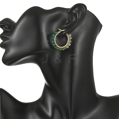 Dyed Natural Malaysia Jade Rondelle Bead & 201 Stainless Steel Hoop Earrings EJEW-JE07415-01-1