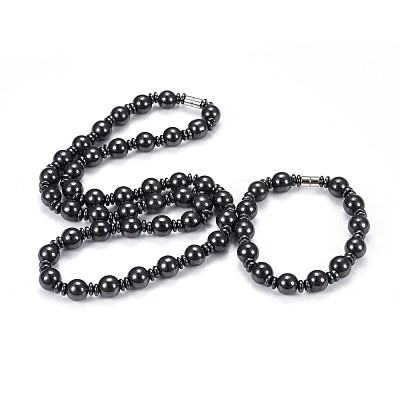 Synthetic Magnetic Hematite Jewelry Sets SJEW-F201-02-1