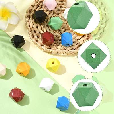 20Pcs 10 Colors Wood Beads WOOD-FS0002-58-1