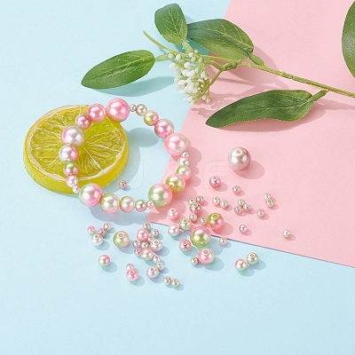 497Pcs 5 Style Rainbow ABS Plastic Imitation Pearl Beads OACR-YW0001-09C-1
