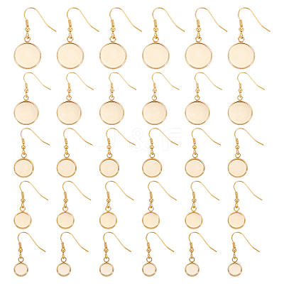 30Pcs 5 Style Flat Round Stainless Steel Dangle Earrings EJEW-UN0001-60-1