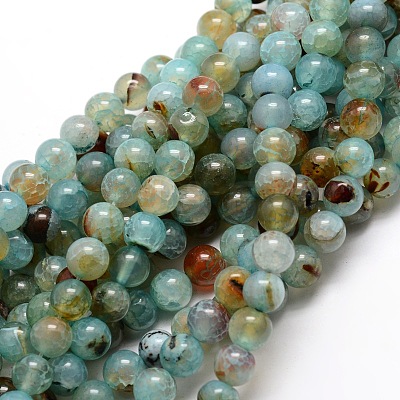 Dyed Natural Agate Round Beads Strands G-E321A-14mm-02-1
