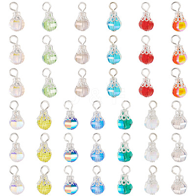 130Pcs 13 Colors Glass Pendants PALLOY-TAC0194-1