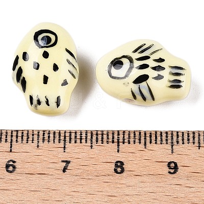 Handmade Printed Porcelain Beads Strand PORC-T133-02G-1