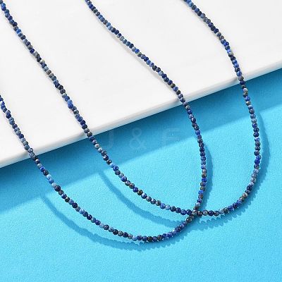 Natural Lapis Lazuli Beaded Necklaces NJEW-JN02492-01-1