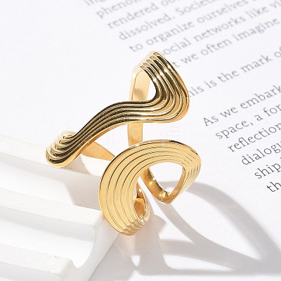 304 Stainless Steel Open Cuff Rings for Women RJEW-Z077-01G-07-1