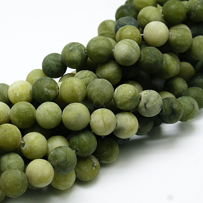 Round Frosted Natural TaiWan Jade Bead Strands X-G-M248-4mm-02-1