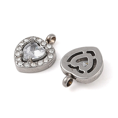 304 Stainless Steel Cubic Zirconia Pendants STAS-A076-02P-01-1