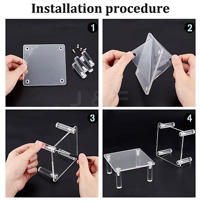Square Transparent Acrylic Minifigure Display Stands ODIS-WH0002-48B-1
