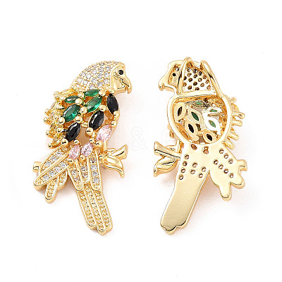 Rack Plating Brass Micro Pave Cubic Zirconia Pendants LS-ZIRC-C035-01G-01-1